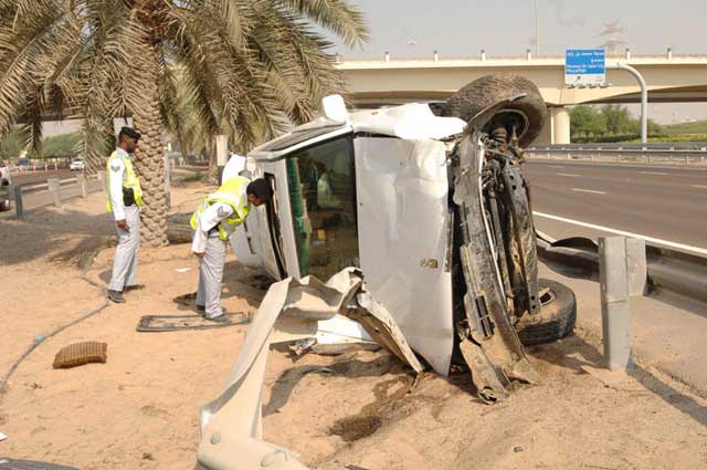 "أحد الحوادث المرورية السابقة بسبب التعب والنعاس"