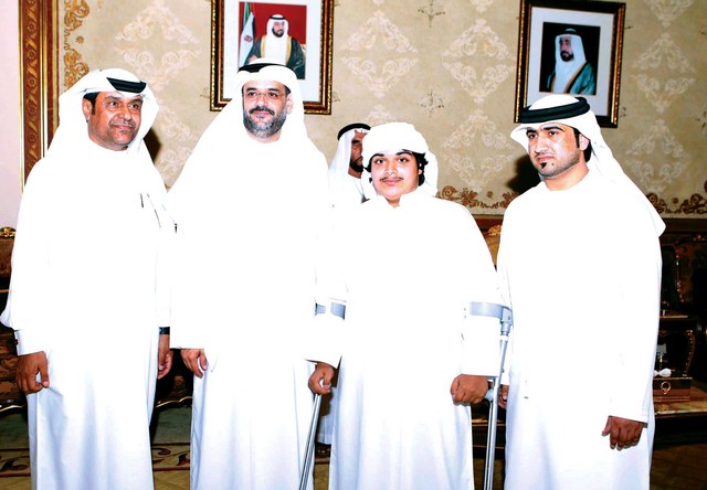 "سلطان بن محمد بن سلطان القاسمي وحمد الحمادي خلال اللقاء"