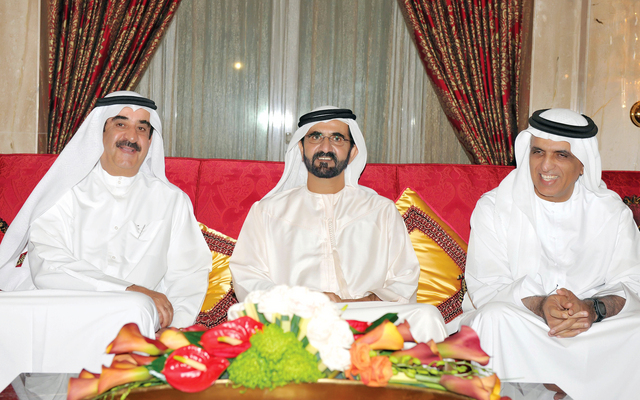 "محمد بن راشد لدى استقباله حاكمي أم القيوين ورأس الخيمة  \t\t\t\t\t      تصوير  ــــ محمد هشام"