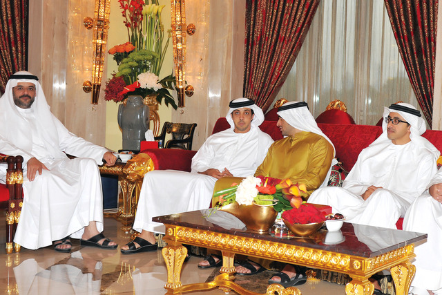 "ولي عهد الشارقة ومنصور وعبدالله بن زايد وراشد بن محمد"