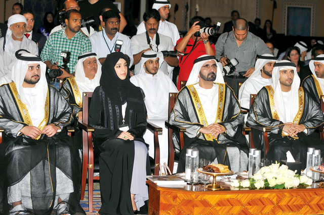 "محمد بن راشد يشهد الحفل بحضور حمدان ومكتوم بن محمد وريم الهاشمي \t\t\t\t\t\t\t تصوير: محمد هشام"