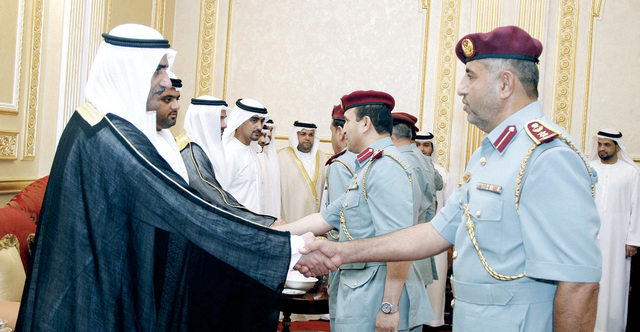 "الشرقي وولي العهد خلال استقبال رجال الشرطة"