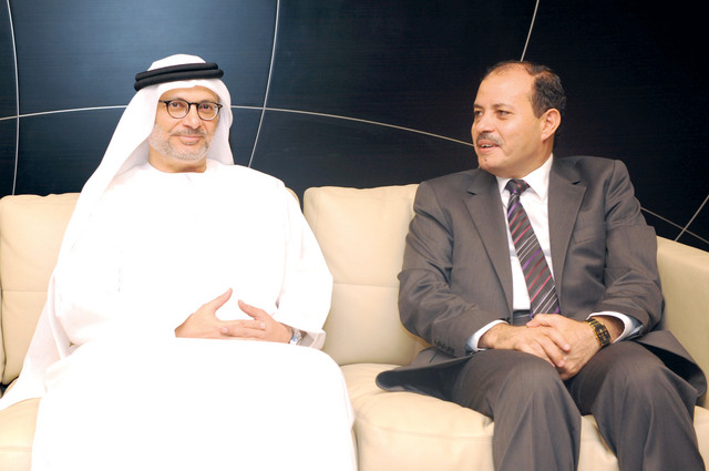 "قرقاش لدى استقباله صلاح عبد المقصود"