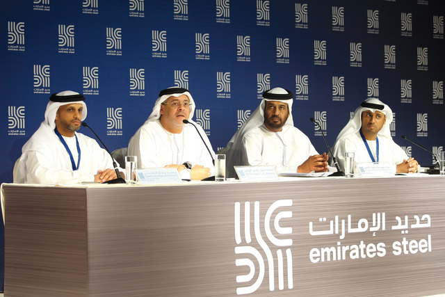 "خلال المؤتمر الصحافي لشركة حديد الإمارات"