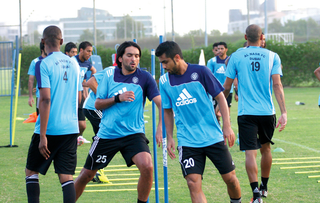 "جانب من استعدادات النصر لمباراة كلباء تصوير عاطف الغمري"