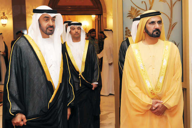 "محمد بن راشد ومحمد بن زايد ومن خلفهما هزاع بن زايد"