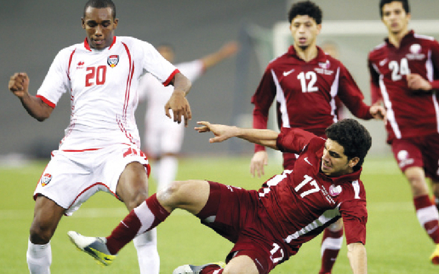 "من مباراة لشباب قطر ومنتخبنا \t أرشيفية"