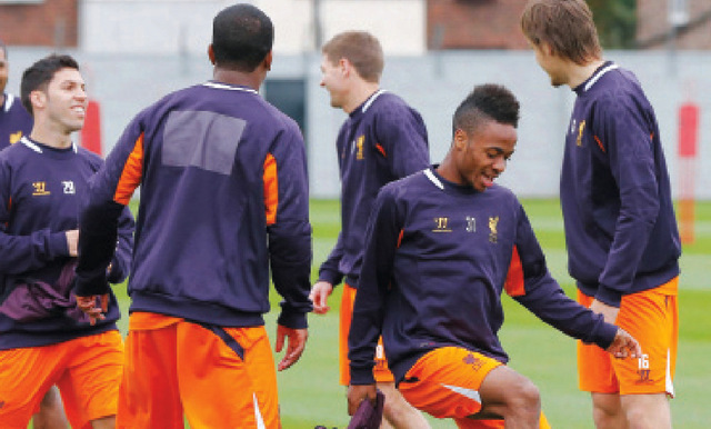 "جانب من تدريبات ليفربول أمس \t أف ب"