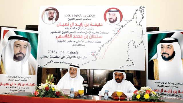"الفردان وصالح خلال المؤتمر الصحافي للإعلان عن الحدث\t تصوير - خالد نوفل"