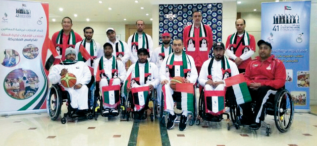 "أعضاء بعثة منتخب السلة للكراسي المتحركة \t من المصدر"