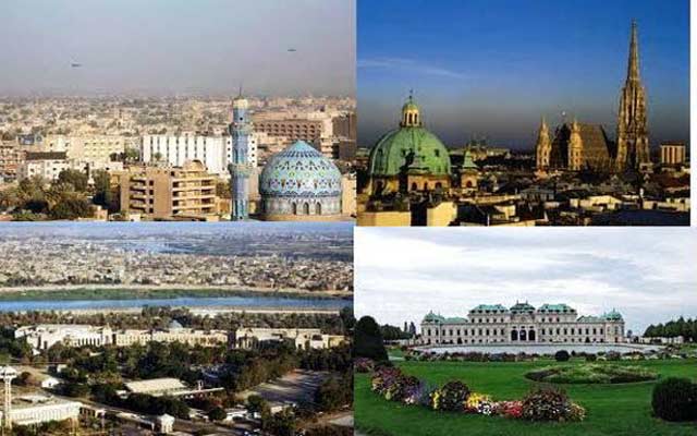"صور فيينا (يمين) بغداد (يسار)"
