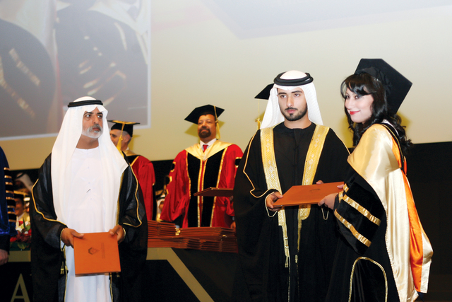 ".. ويكرم إحدى الخريجات بحضور نهيان بن مبارك"