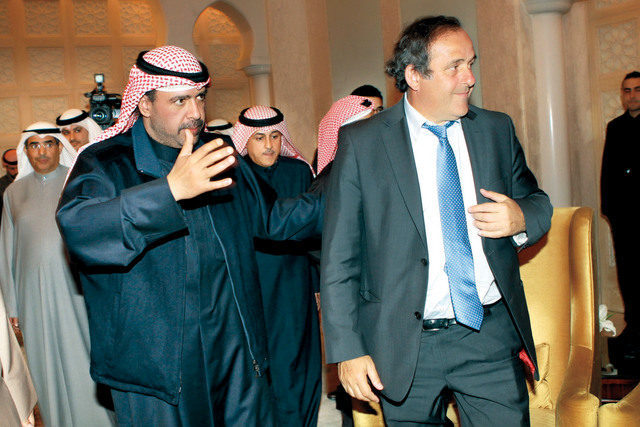 "أحمد الفهد خلال استقبال بلاتيني \tمن المصدر"