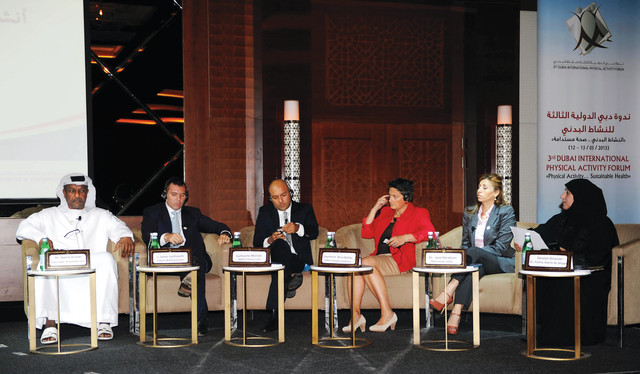 "جانب من الجلسة الختامية في ندوة دبي الدولية للنشاط البدني\t من المصدر"