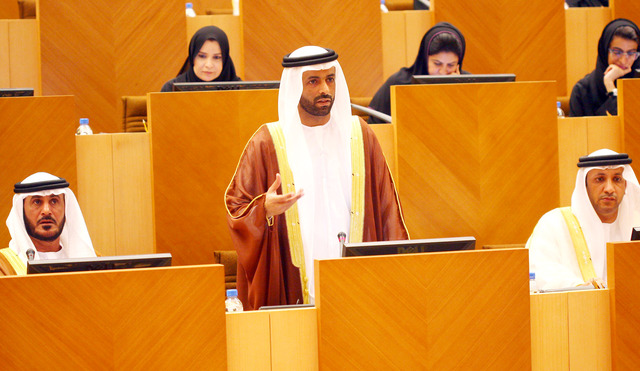 "محمد مسلم بن حم خلال إحدى جلسات المجلس الوطني \t وام"