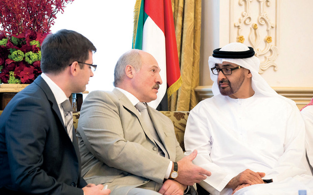 "محمد بن زايد لدى لقائه الكسندر لوكاشينكو\t وام"