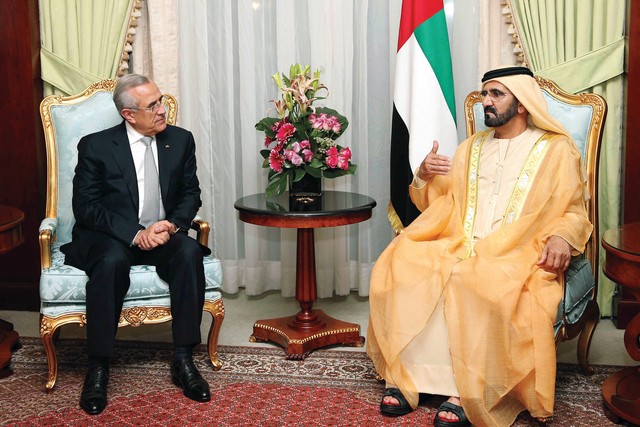 "نائب رئيس الدولة لدى استقباله الرئيس اللبناني"