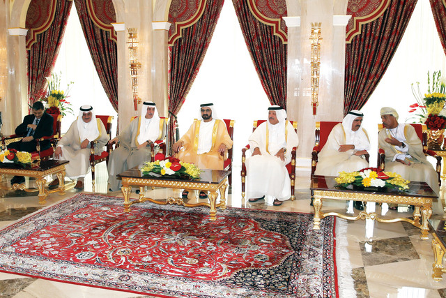 "نائب رئيس الدولة لدى استقباله الوزراء والمسؤولين العرب"