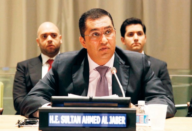 "سلطان الجابر متحدثاً أثناء الجلسة \tوام"