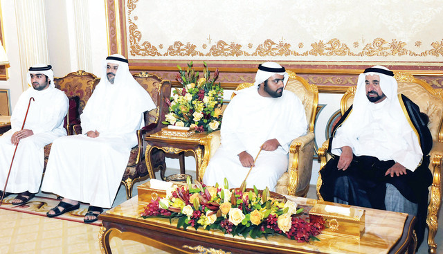 "القاسمي بحضور ولي عهده يستقبل محمد وراشد بن حمد الشرقي"