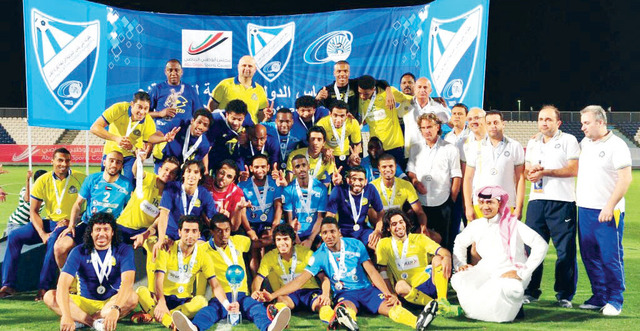 "فريق النصر السعودي على منصة التتويج \tمن المصدر"