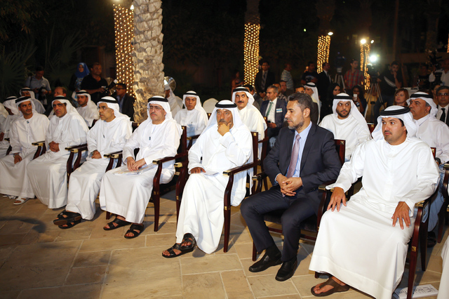 "أحمد بن سعيد وسعيد الطاير وهلال المري والشركاء الاستراتيجيون خلال المؤتمر الصحافي \tتصوير: سالم خميس"