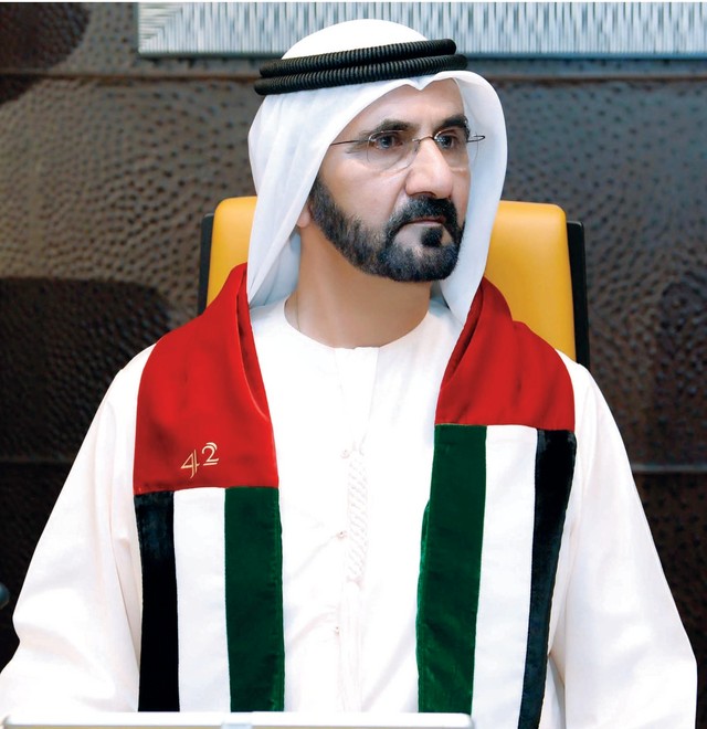 "محمد بن راشد خلال ترؤسه الاجتماع \tتصوير- سيف محمد"