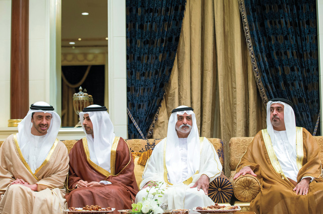 "عبدالله وعمر بن زايد وسلطان بن خليفة ونهيان بن مبارك"