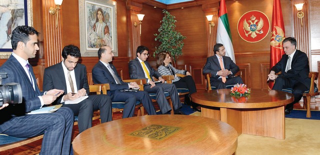 "رئيس مونتينيغرو مستقبلا عبدالله بن زايد\tوام"