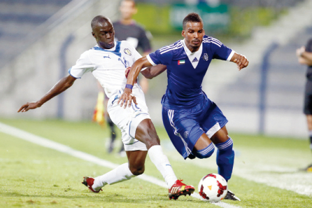 "جانب من مباراة النصر أمام الخور القطري البيان"