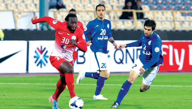 "جانب من مباراة الجزيرة الأخيرة أمام الاستقلال الإيراني البيان"
