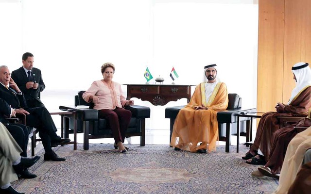 "محمد بن راشد يستعرض علاقات التعاون مع رئيسة البرازيل بحضور عبدالله بن زايد\tتصوير: خليفة اليوسف وسيف محمد"