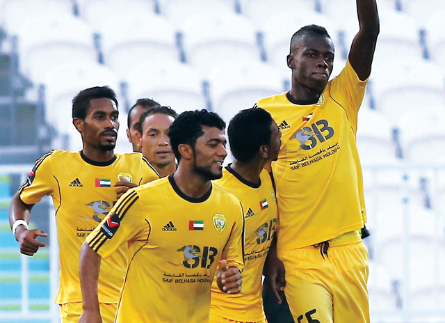 "فرحة لاعب الوصل حسن زهران فرج بالهدف الاول تصوير: مجدي اسكندر"