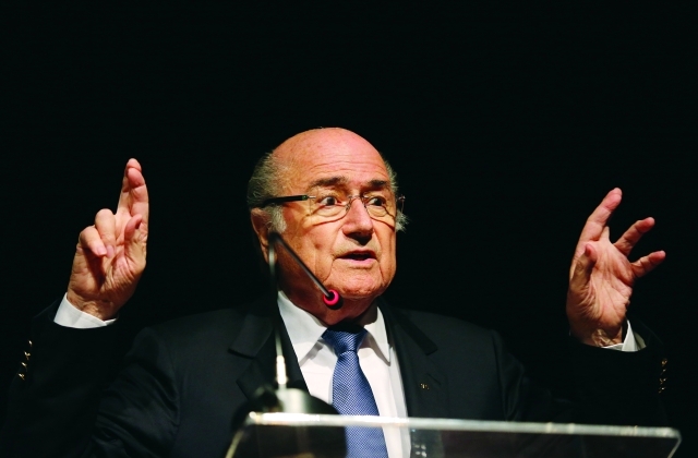 "TO CORRECT FROM PRESS CONFERENCE TO SPORTS MANAGEMENT SEMINAR - FIFA President Sepp Blatter speaks about the World Cup's impact on Brazilian soccer, during a sports management seminar at the Maison de France theater in downtown Rio de Janeiro, Brazil, Wednesday, July 2, 2014. (AP Photo/Leo Correa)"