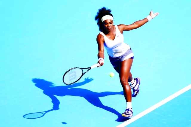 "BEIJING, CHINA - OCTOBER 03: (CHINA OUT) Serena Williams of the U.S. returns a ball to Maria Kirilenko of Russia during day six of the 2013 China Open at National Tennis Center on October 3, 2013 in Beijing, China. (Photo by ChinaFotoPress/ChinaFotoPress via Getty Images)"