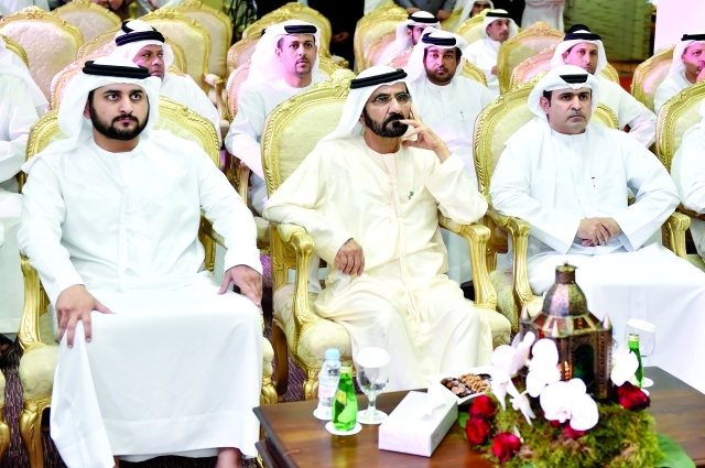 "الشيخ محمد بن راشد آل مكتوم خلال افتتاح مركز محمد بن راشد لطباعة المصحف الشريف في مطبعة مسار في دبي، ، يوليو 22، 2014 تصوير محمد هشام"