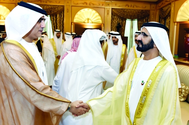 "محمد بن راشد خلال استقبال الحميدان   تصوير -محمد هشام"