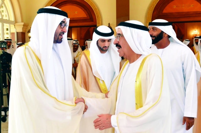 "محمد بن زايد يتلقى بحضور حمدان بن محمد تهاني محمد النابودة"