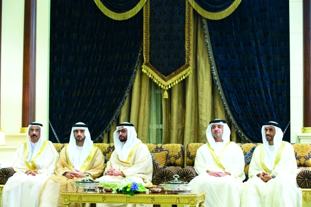 "حمدان بن محمد وهزاع ونهيان وحمدان بن زايد ومحمد المر"