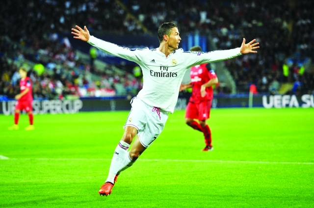 "رونالدو قاد ريال مدريد الى الفوز بكأس السوبر الأوروبية\t أ ف ب"