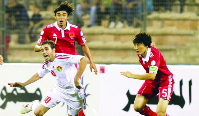 "من لقاء الأردن والصين في تصفيات كأس العالم الأخيرةمن المصدر"