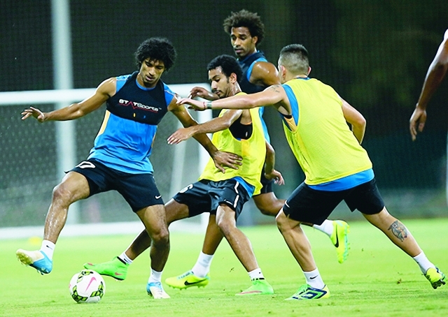 "جانب من تدريبات الفرسان استعداداً للقاءالبيان"