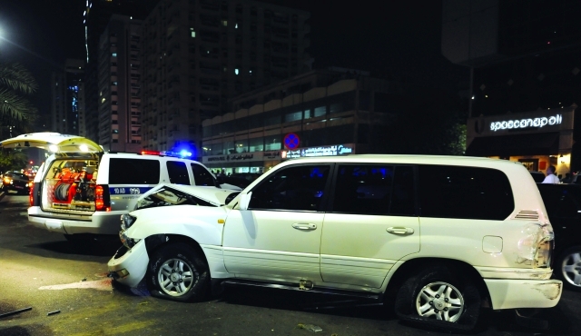 "إحدى المركبات المتضررة من الحادث"