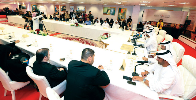 "جانب من الحضور خلال مؤتمر إعلان مشاركات الدورة الثانية \t تصوير: خالد نوفل"
