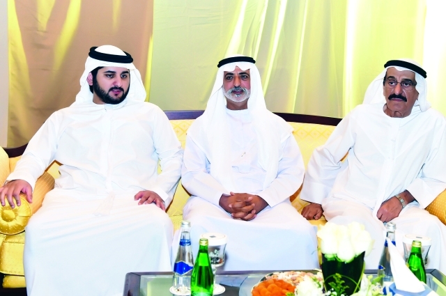 "مكتوم بن محمد ونهيان بن مبارك ومحمد النابودة"