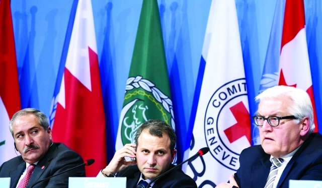 "وزراء خارجية ألمانيا ولبنان والأردن \tأ.ف.ب"