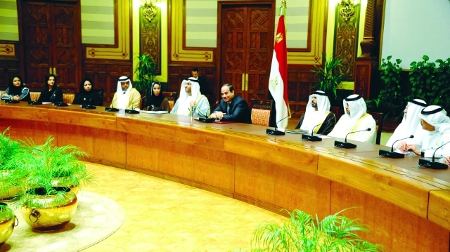 "السيسي خلال اللقاء مع الوفد الإماراتي\tوام"