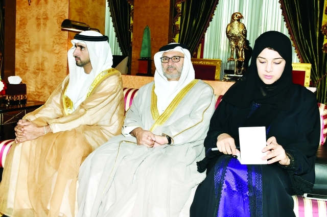 "حمدان بن محمد وأنور قرقاش وريم الهاشمي"