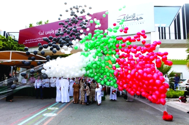 "جانب من الأجواء الاحتفالية لدبي للإعلام باليوم الوطني ــ من المصدر"