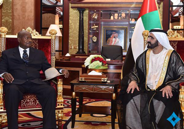 محمد بن راشد يستقبل الرئيس الأوغندي